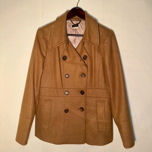 J. Crew wool blend pea coat, caramel
colour, size 14 - Picture 1 of 7